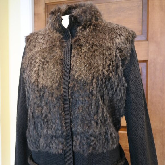 Elie Tahari Oriana Sweater Dress Womens Size Large Merino Wool Rabbit Fur - Picture 2 of 12